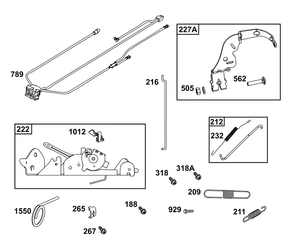 Controls Group Diagram and Parts List for 40N877-0042-B5  Briggs and Stratton Engine